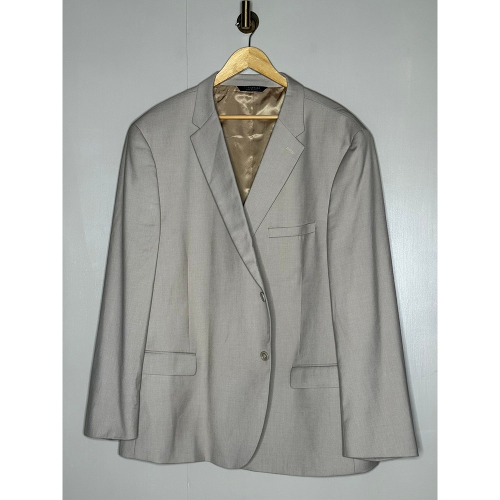 Caravelli Italy Mens Beige Oxford 2B Blazer Superior 150s Sport‎ Coat 44R 54R